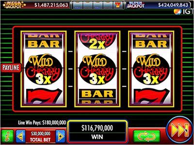 Classic 777 Wild Cherry Jackpot 3-Reel Slot Machine With Major Win