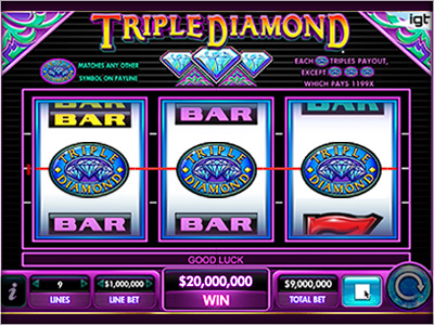 Classic Triple Diamond 3-Reel Slot Machine With Major Win
